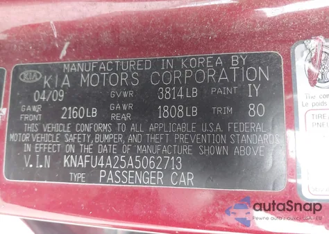 2010 Kia Forte Ex from USA, damaged, VIN KNAFU4A25A5062713